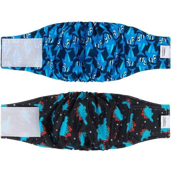 2 Male Dog Belly Band Diapers Adjustable High Absorbency Leakproof W/Pocket Set - Picture 1 of 5